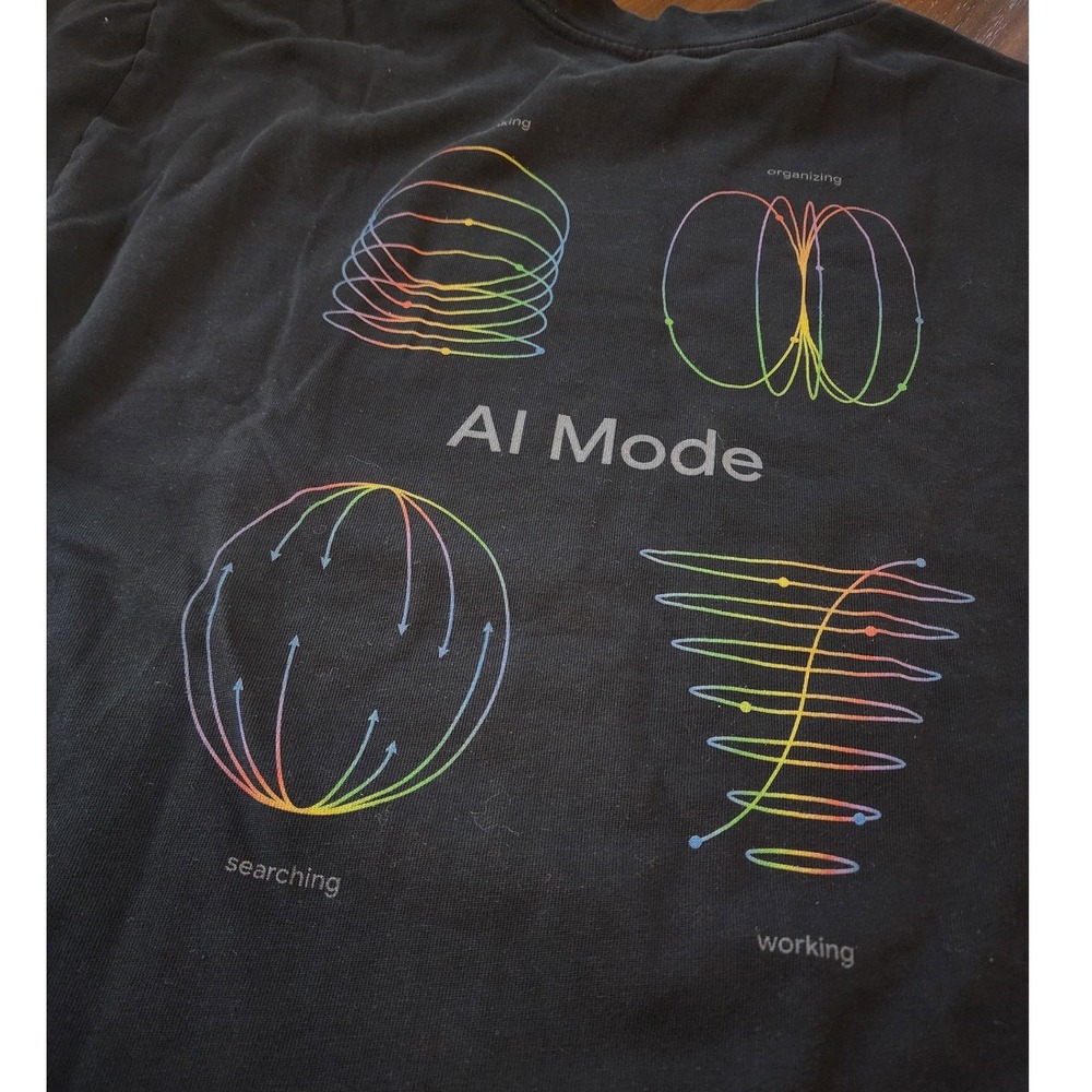 🌐Google Search AI Mode Graphic Tee AS Colour Heavy Cotton Blk L streetwear Y2K